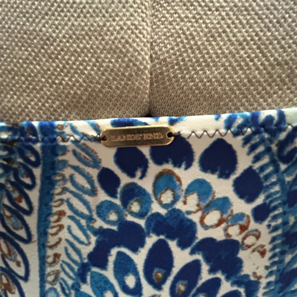 Lands' End Blue and Brown Paisley Tankini Top - Picture 5 of 8